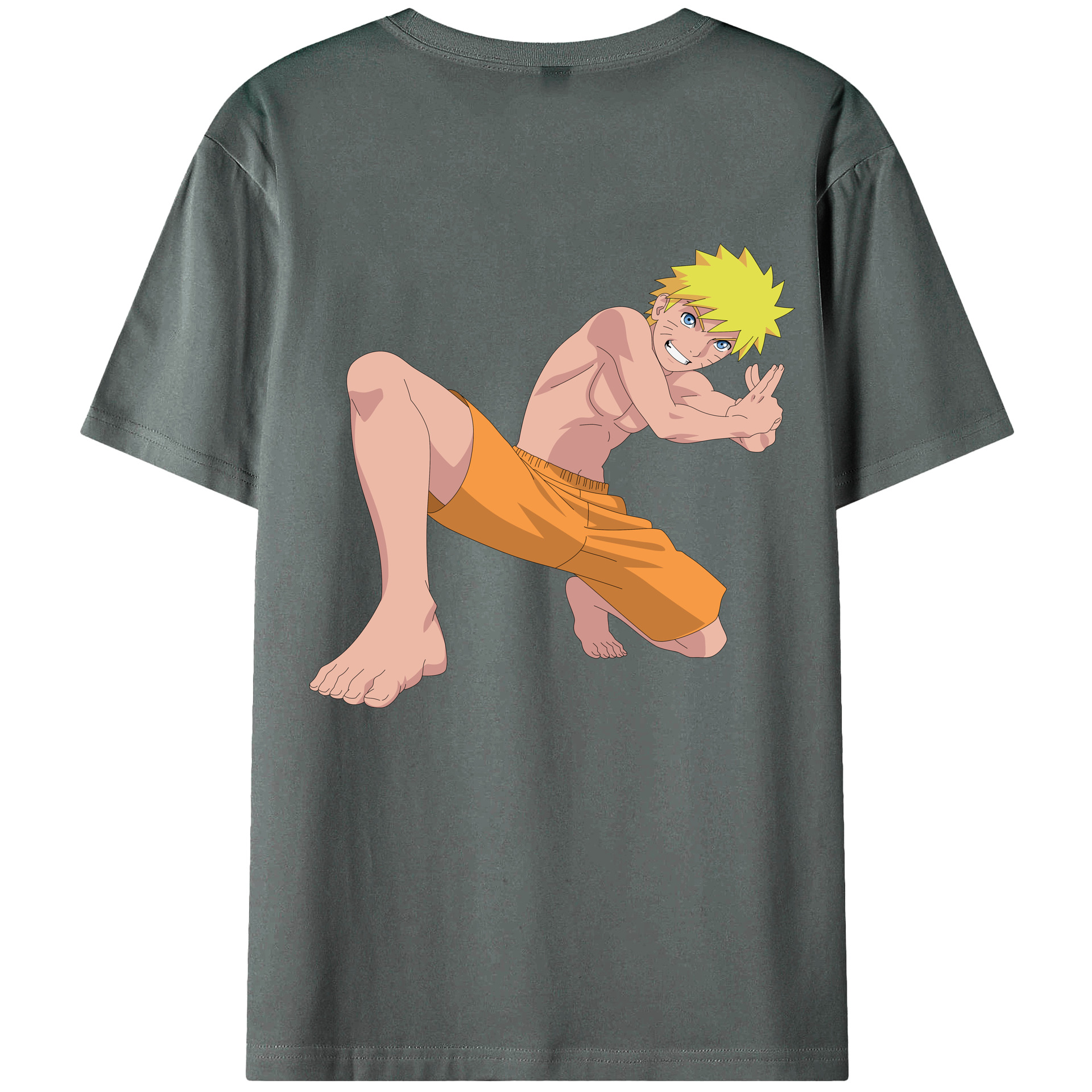 （画像用） NARUTO -ナルト- うずまき ナルト Uzumaki Naruto 綿100％ メンズ半袖Tシャツ（バックプリント） 通気性